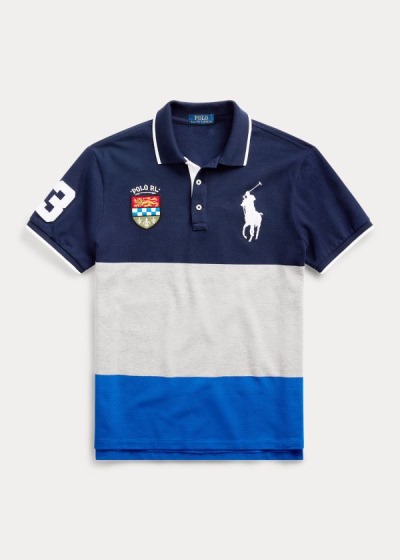 Men's Polo Ralph Lauren Color-Blocked Big Pony Polo Shirts | 857192MTQ